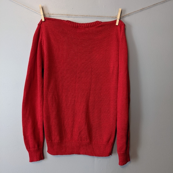 NWT Disney Mickey Mouse Red Black Crew Neck Sweater Size Small - Picture 6 of 9